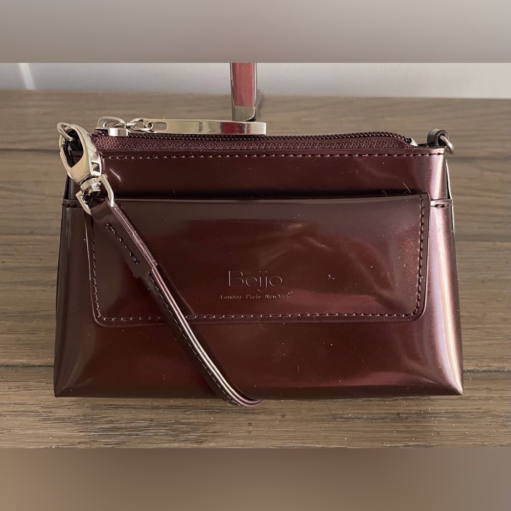 EUC, Beijo Mini-Bag, Dark Brown Patent Leather, Crossbody or Wristlet